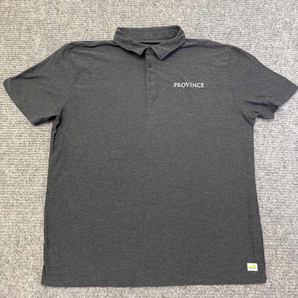 Vuori Polo Shirt Mens Large Black Solid Performance Athletic Province Logo